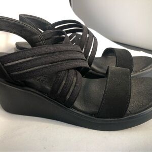 Skechers Black Strappy Wedges